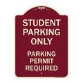 Signmission Student Parking Parking Permit Required Heavy-Gauge Aluminum Sign, 24" x 18", BU-1824-22829 A-DES-BU-1824-22829